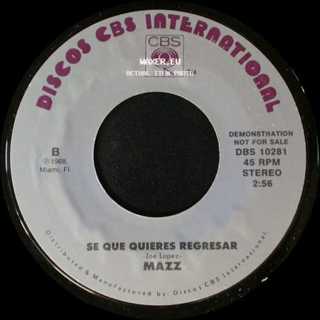 Mazz - Se Que Quieres Regresar / Se Que Quieres Regresar side B