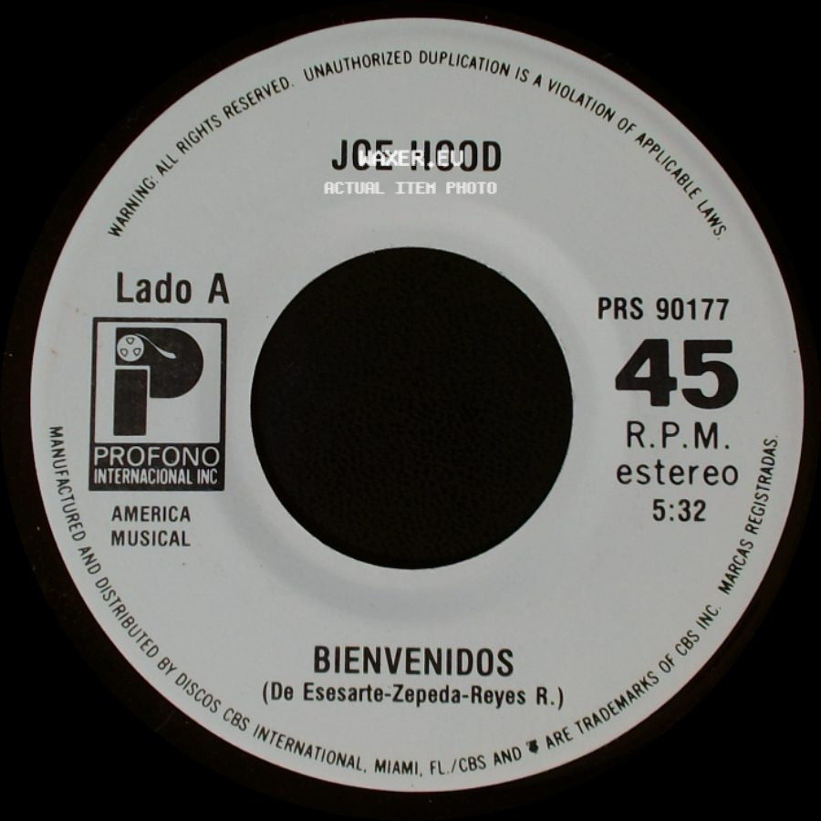 Joe Hood - Bienvenidos / Soccerock side A