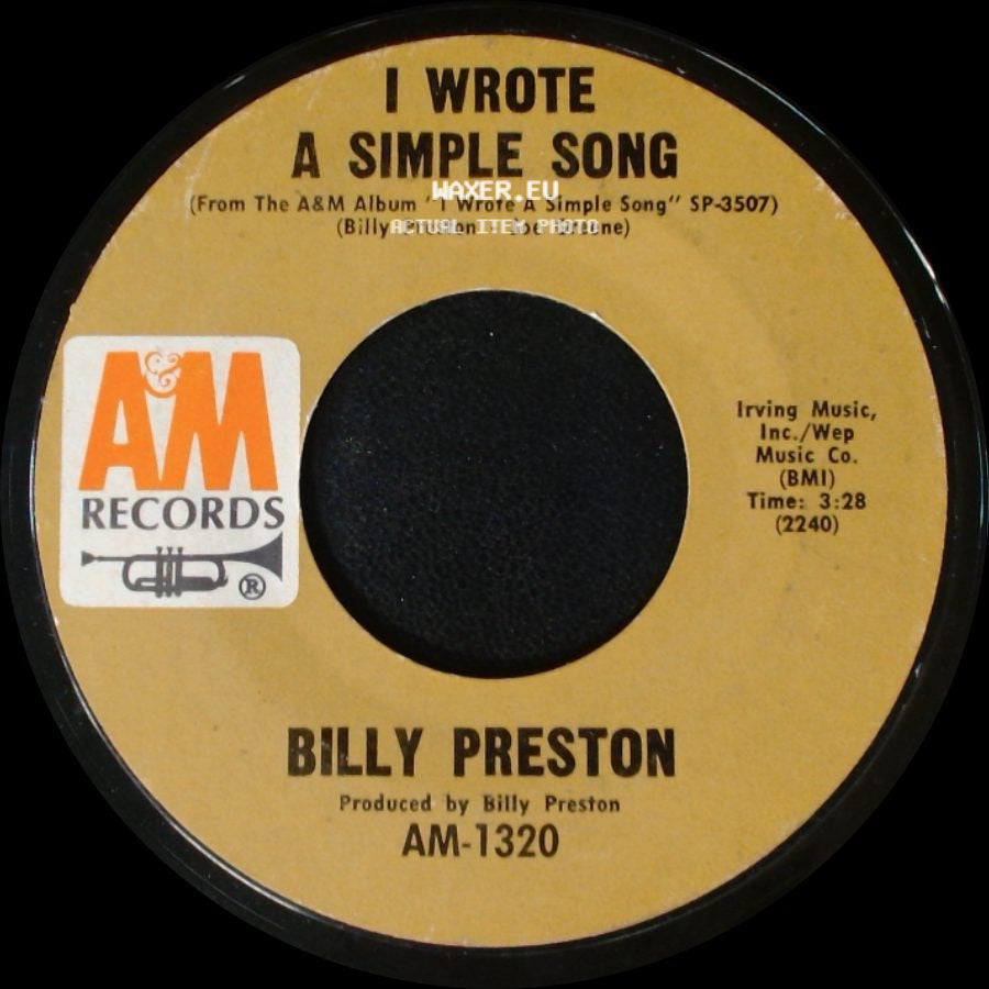 Billy Preston - Outa-Space / I Wrote A Simple Song side B