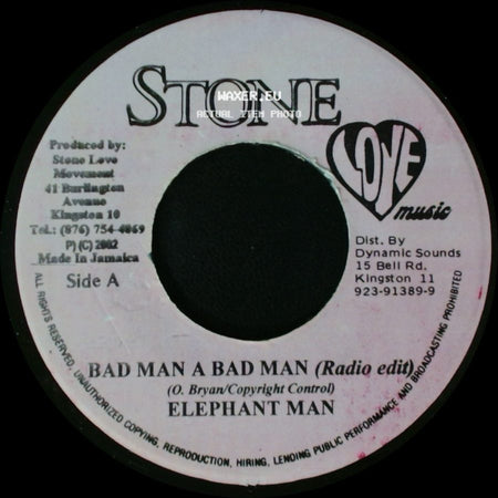 Elephant Man - Bad Man A Bad Man (Radio Edit) / Bad Man A Bad Man (Raw Mix) side A