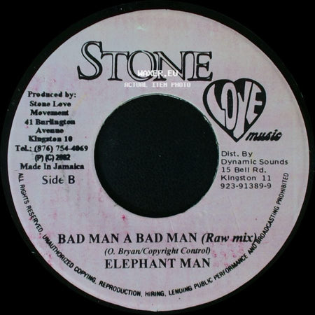 Elephant Man - Bad Man A Bad Man (Radio Edit) / Bad Man A Bad Man (Raw Mix) side B
