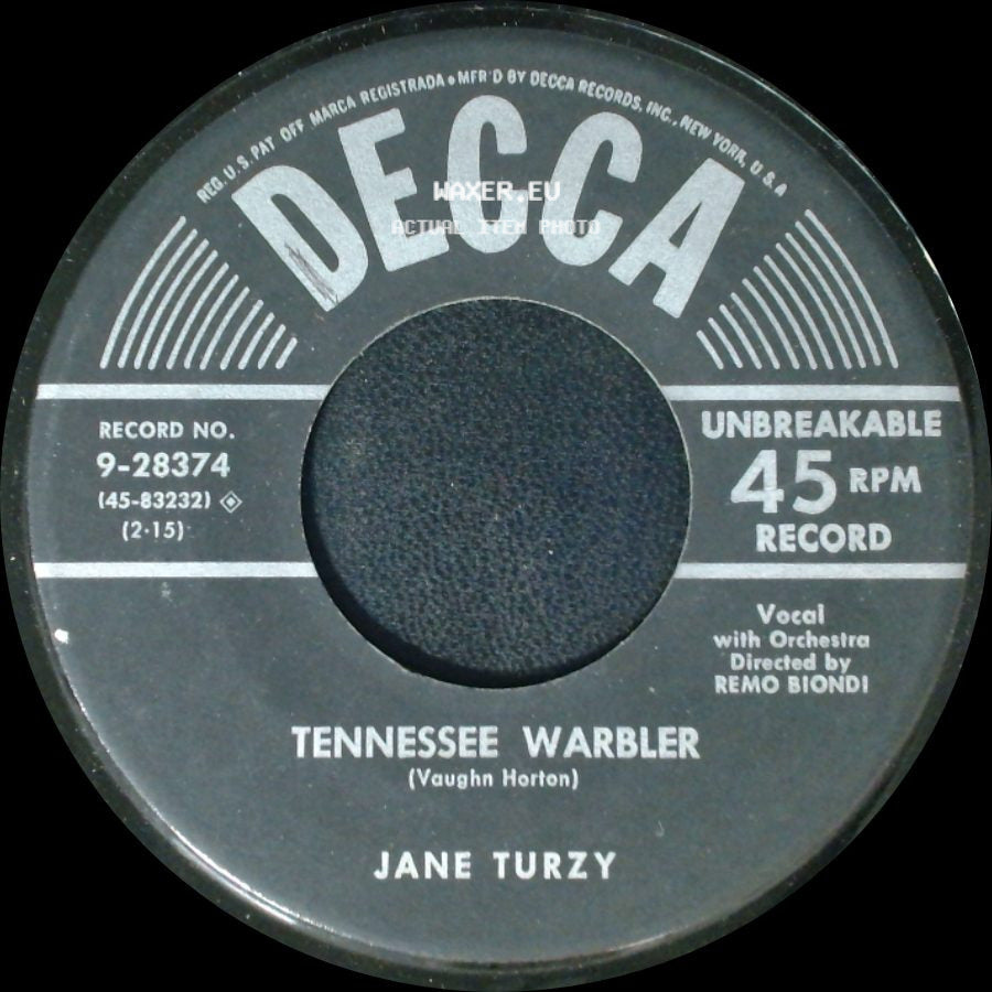 Jane Turzy - Tennessee Warbler / It Wasn't God Who Made Honky Tonk Angels side A