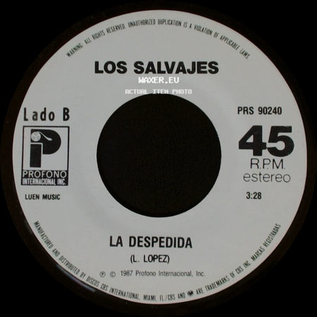 Los Salvajes - Pense / La Despedida side B