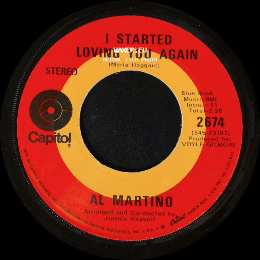 Al Martino - I Started Loving You Again / Let Me Stay Awhile With You side A