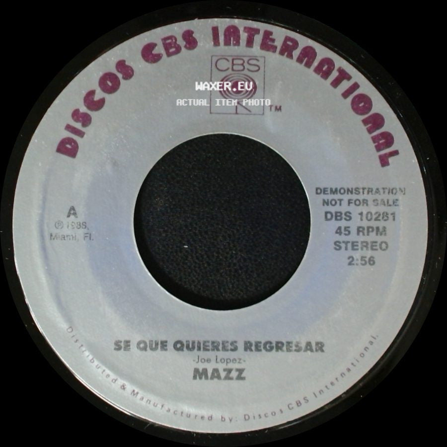 Mazz - Se Que Quieres Regresar / Se Que Quieres Regresar side A