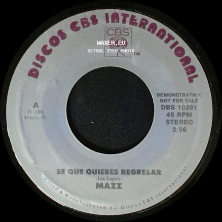 Mazz - Se Que Quieres Regresar / Se Que Quieres Regresar side A