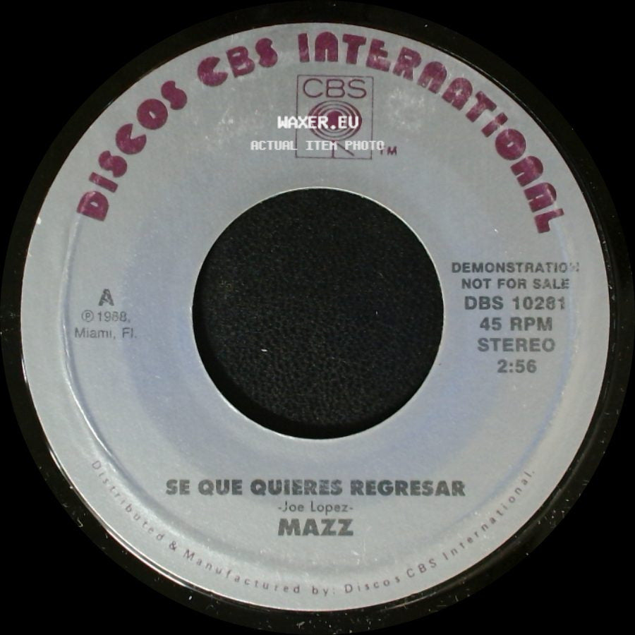 Mazz - Se Que Quieres Regresar / Se Que Quieres Regresar side A