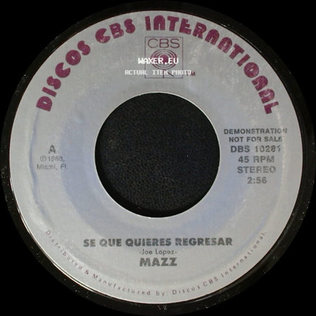 Mazz - Se Que Quieres Regresar / Se Que Quieres Regresar side A
