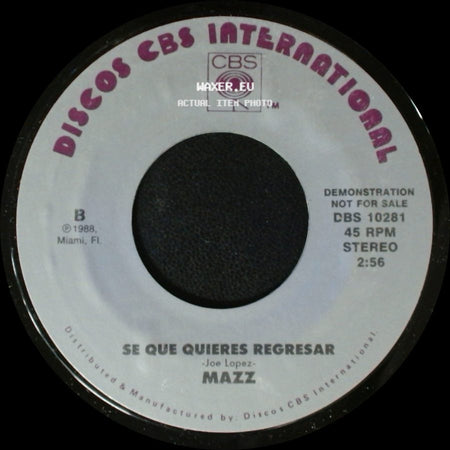 Mazz - Se Que Quieres Regresar / Se Que Quieres Regresar side B