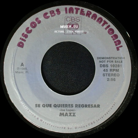 Mazz - Se Que Quieres Regresar / Se Que Quieres Regresar side A