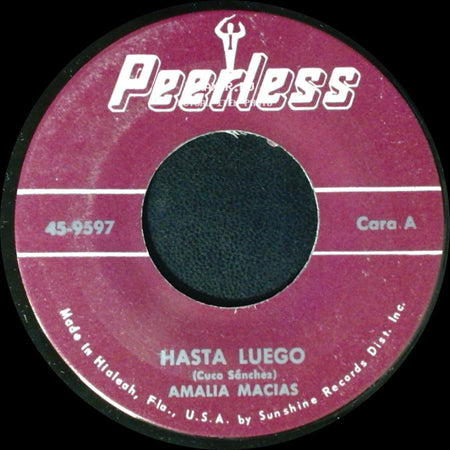 Amalia Macias - Hasta Luego / Para Puras Verguenzas Contigo side A