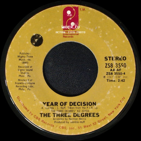 The Three Degrees - Year Of Decision / When Will I See You Again side A