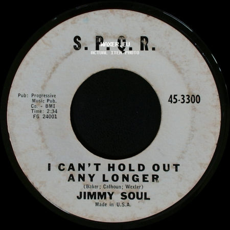 Jimmy Soul - Twistin' Matilda (And The Channel) / I Can't Hold Out Any Longer side B