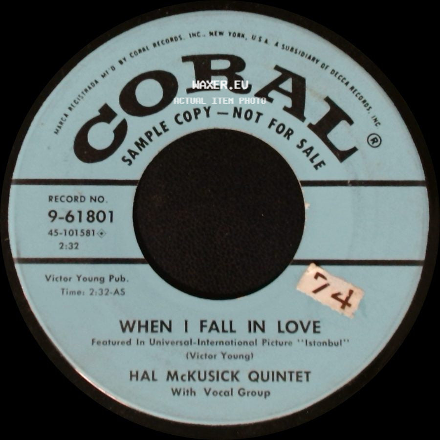 Hal Mckusick Quintet / Hal Mckusick Sextet - When I Fall In Love / Kelly And Me side A