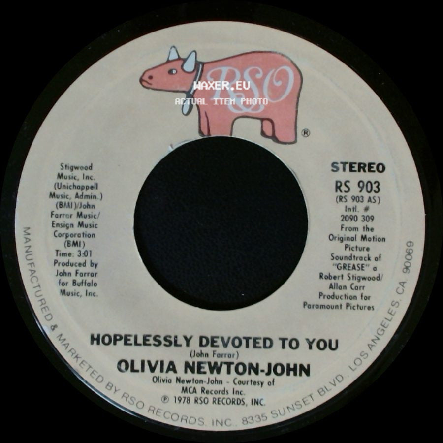 Olivia Newton-John - Hopelessly Devoted To You / Love Is A Many Splendored Thing side A