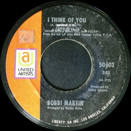 Bobbi Martin - I Think Of You / For The Love Of Him side A