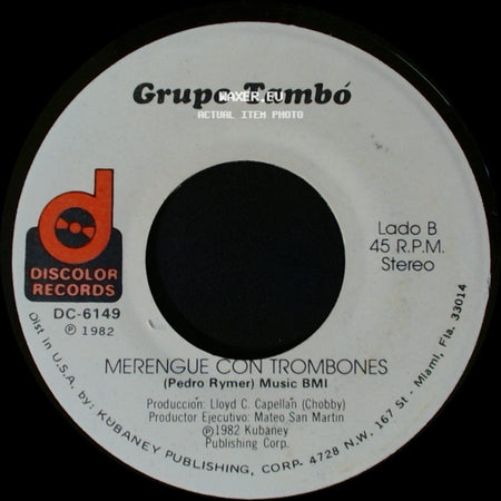 Grupo Tambó - El Muerto Borracho / Merengue Con Trombones side B