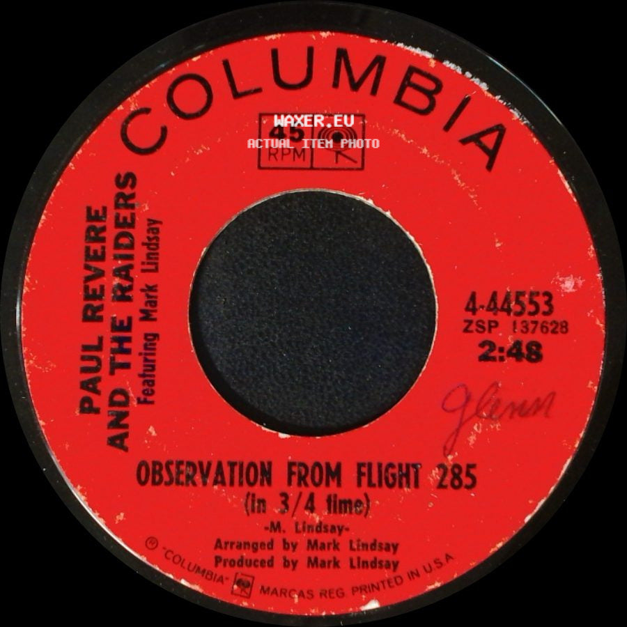Paul Revere And The Raiders Featuring Mark Lindsay - Observation From Flight 285 / Don't Take It So Hard side A