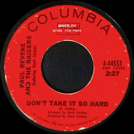 Paul Revere And The Raiders Featuring Mark Lindsay - Observation From Flight 285 / Don't Take It So Hard side B