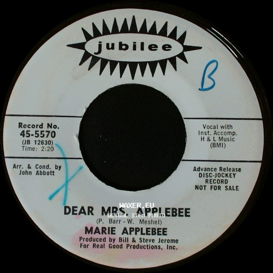 Marie Applebee - Come And Be My True Love / Dear Mrs. Applebee side B