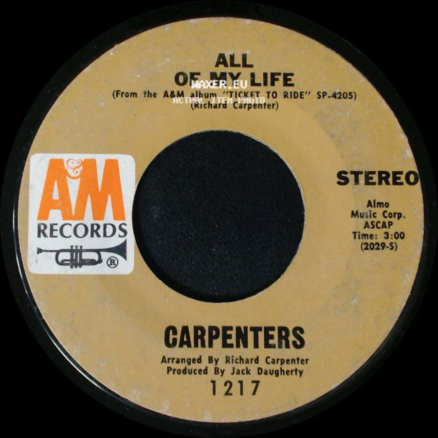 Carpenters - We've Only Just Begun / All Of My Life side B