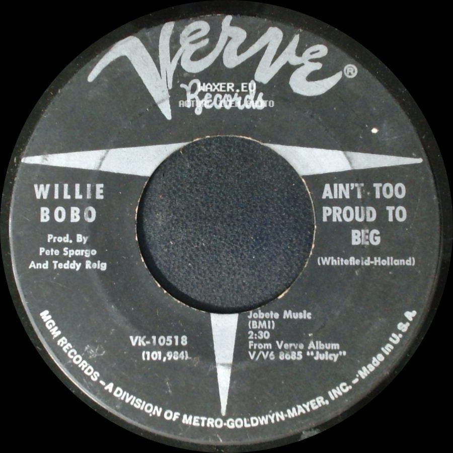 Willie Bobo - Knock On Wood / Ain't Too Proud To Beg side B