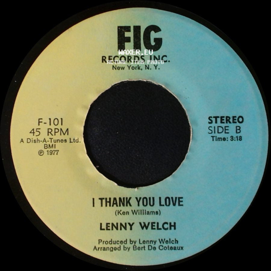 Lenny Welch - Six Million Dollar Woman / I Thank You Love side B