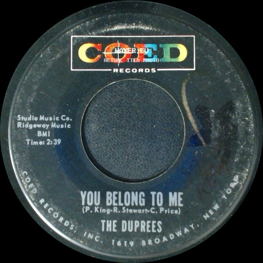 The Duprees - You Belong To Me / Take Me As I Am side A