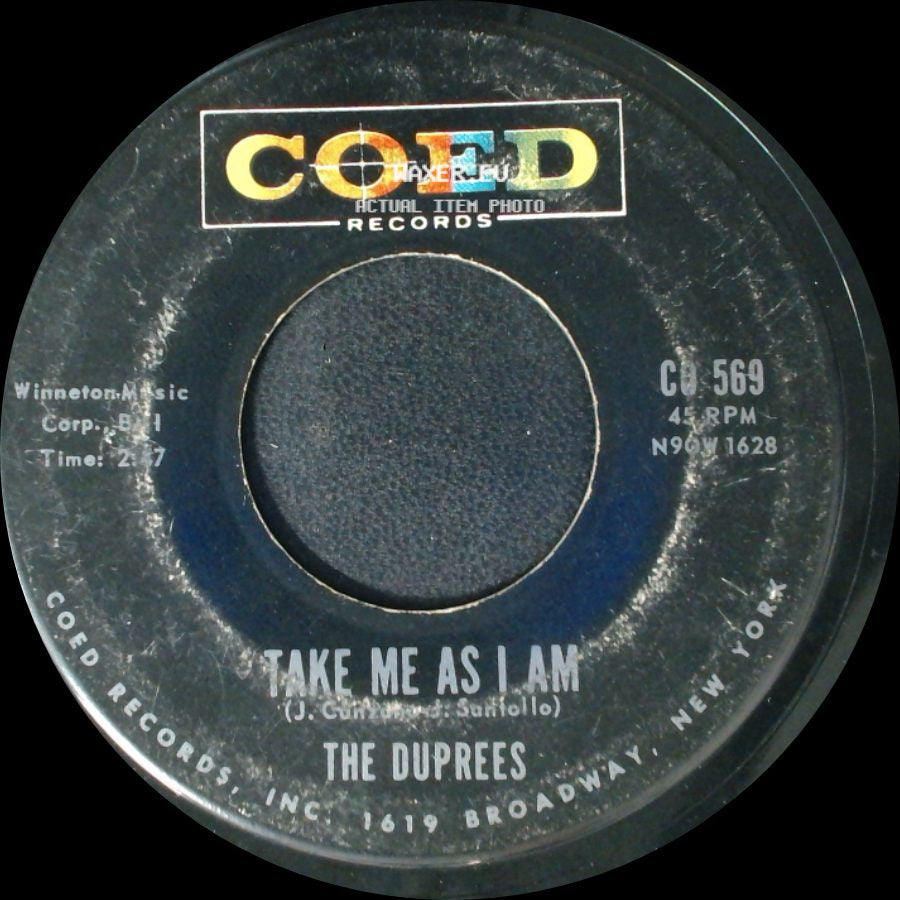 The Duprees - You Belong To Me / Take Me As I Am side B
