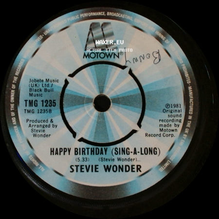 Stevie Wonder - Happy Birthday / Happy Birthday (Sing-A-Long) side B