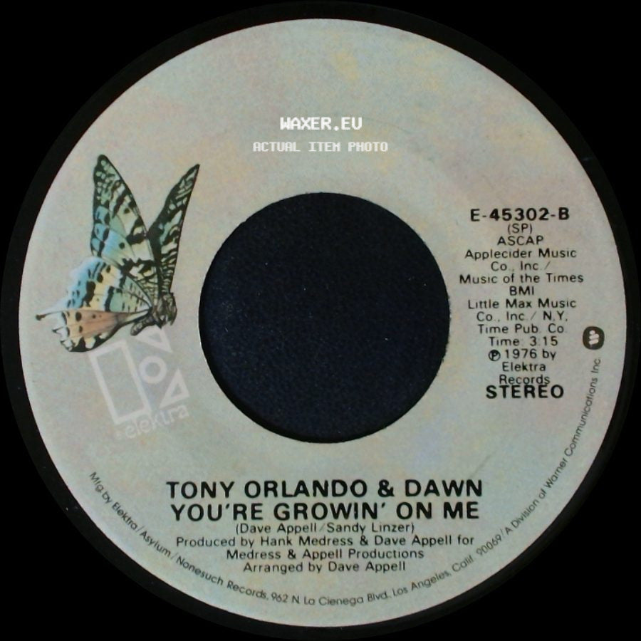 Tony Orlando & Dawn - Cupid / You're Growin' On Me side B