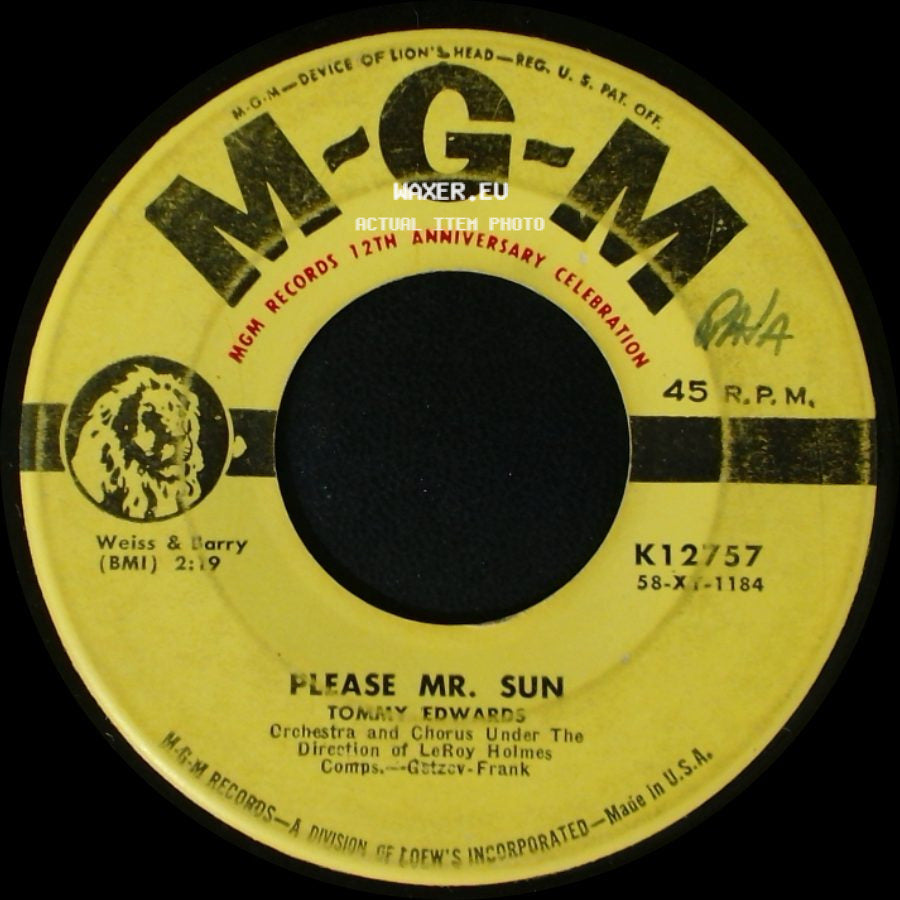 Tommy Edwards - Please Mr. Sun / The Morning Side Of The Mountain side A