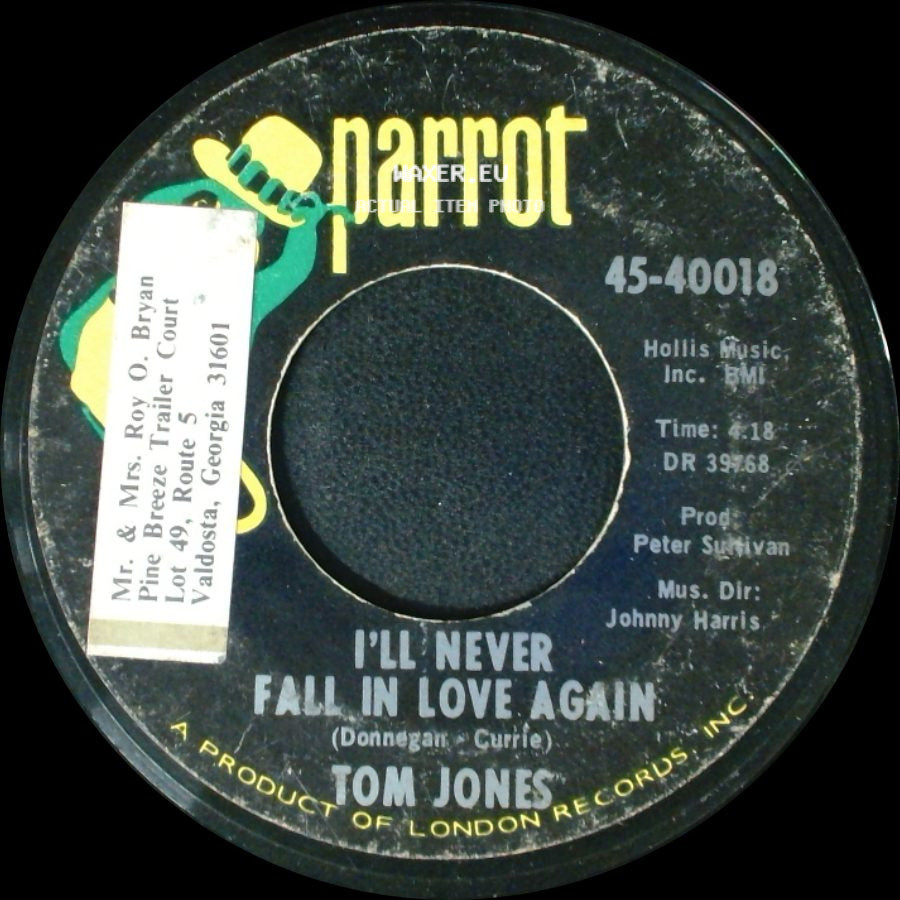 Tom Jones - Once Upon A Time / I'll Never Fall In Love Again side B