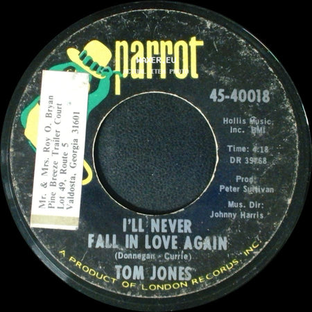 Tom Jones - Once Upon A Time / I'll Never Fall In Love Again side B