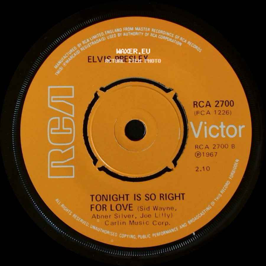 Elvis Presley - Tonight Is So Right For Love / Wooden Heart side A