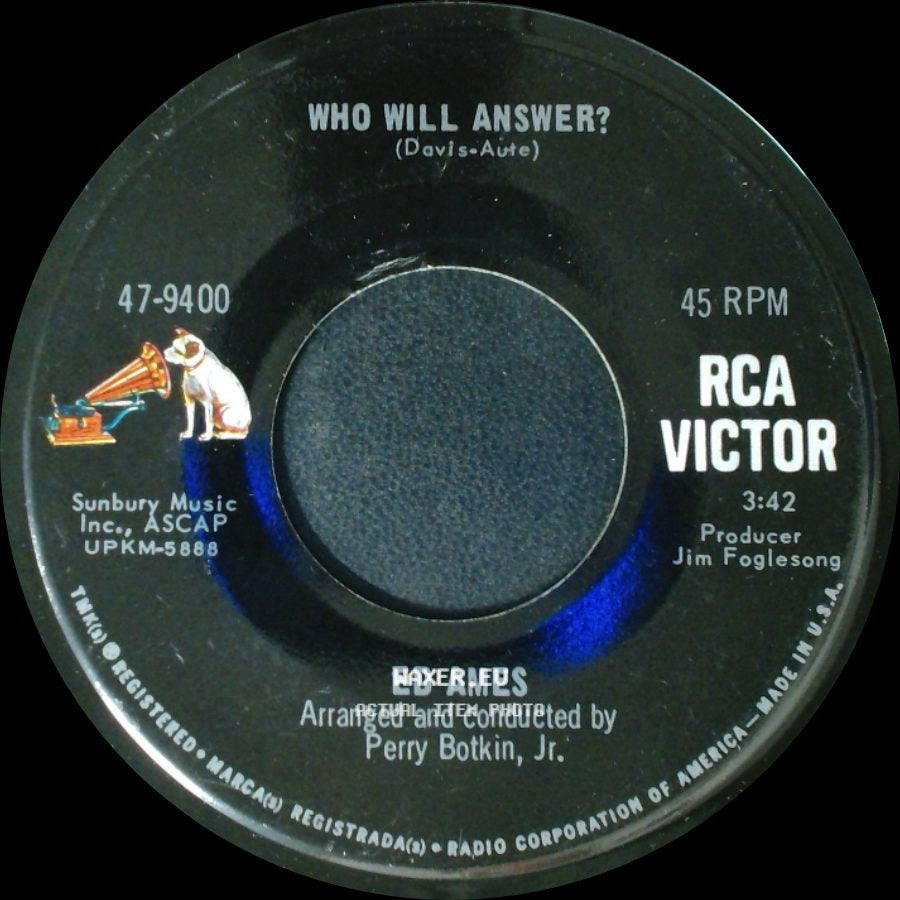 Ed Ames - My Love Is Gone From Me / Who Will Answer? side B
