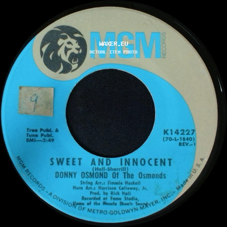 Donny Osmond Of The Osmonds - Flirtin' / Sweet And Innocent side B