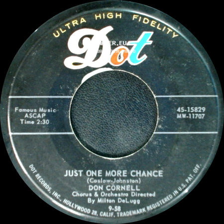 Don Cornell - Play Some Music For Broken Hearts (Basta Un Poco Di Musica) / Just One More Chance side B