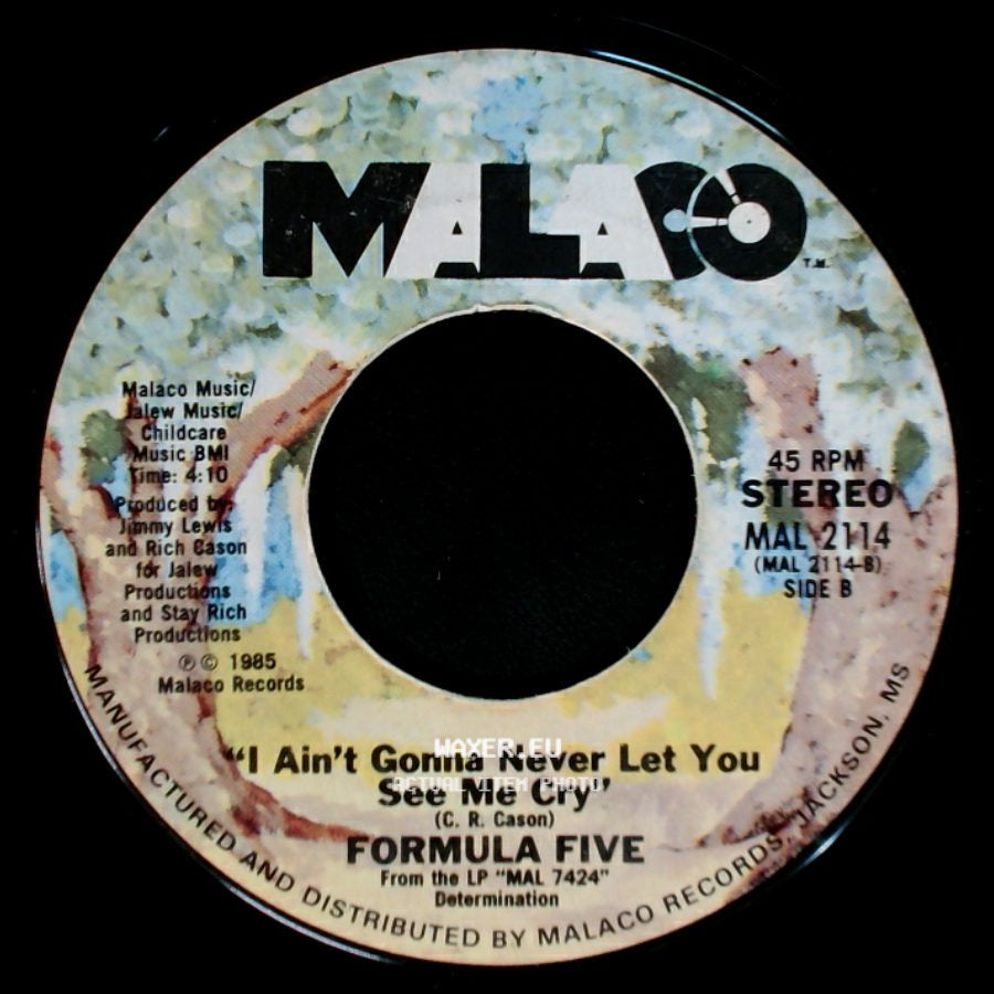 Formula Five Featuring Esther Jones / Formula Five - Part Time Lover, Full Time Fool / I Ain't Gonna Never Let You See Me Cry side B