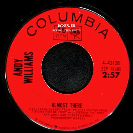 Andy Williams - On The Street Where You Live / Almost There side B