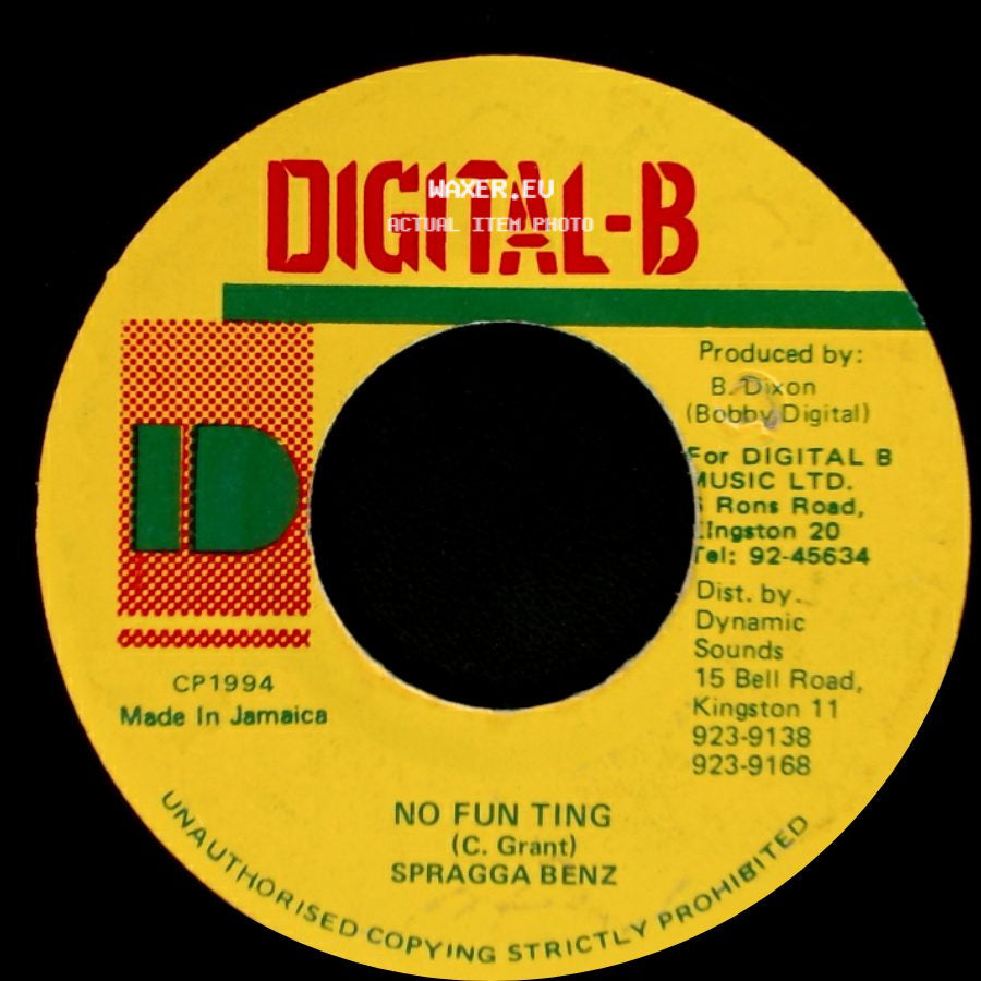Spragga Benz - No Fun Ting / Version side A