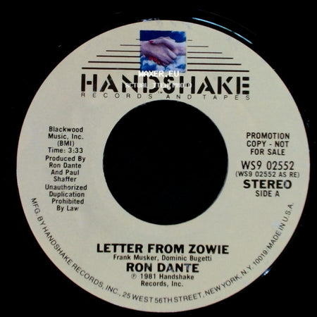 Ron Dante - Letter From Zowie / Letter From Zowie side B