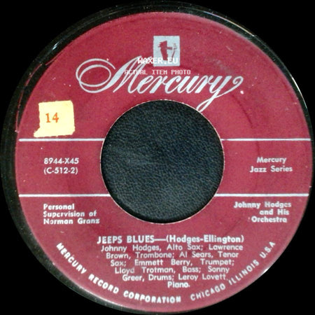 Johnny Hodges And His Orchestra - Jeeps Blues / Castle Rock side A
