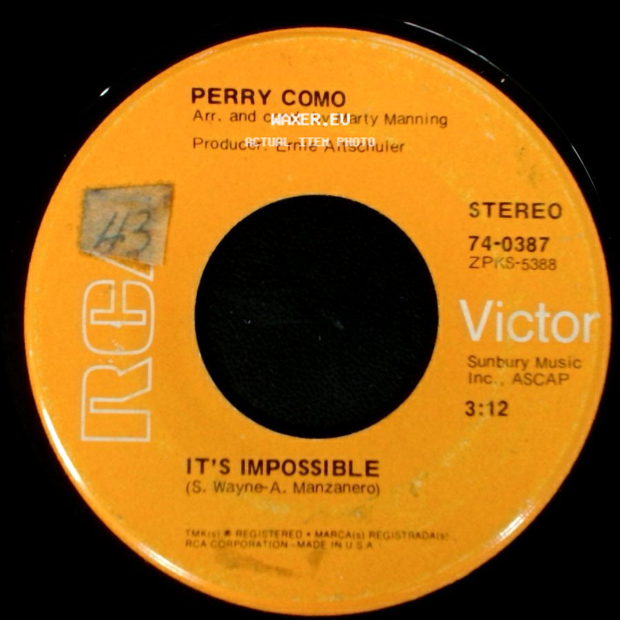 Perry Como - It's Impossible / Long Life, Lots Of Happiness side A