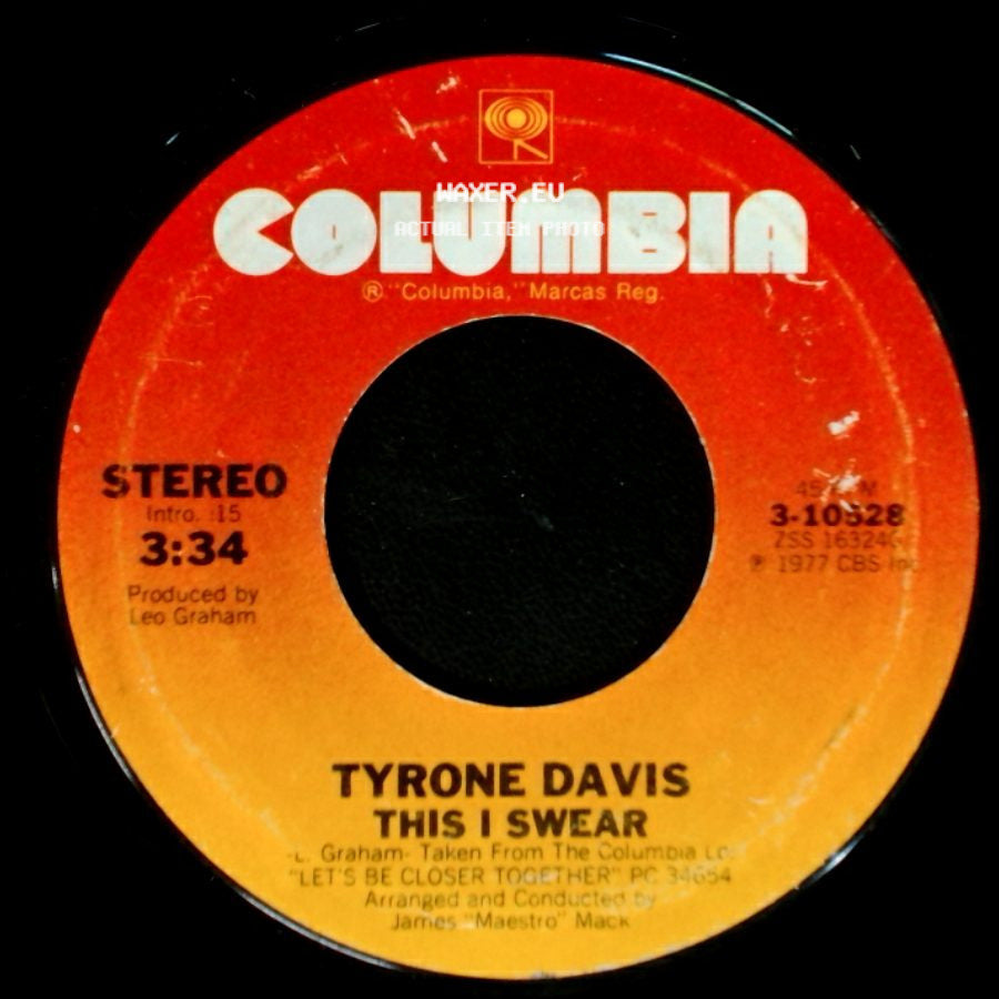 Tyrone Davis - This I Swear / Givin' Myself To You side A