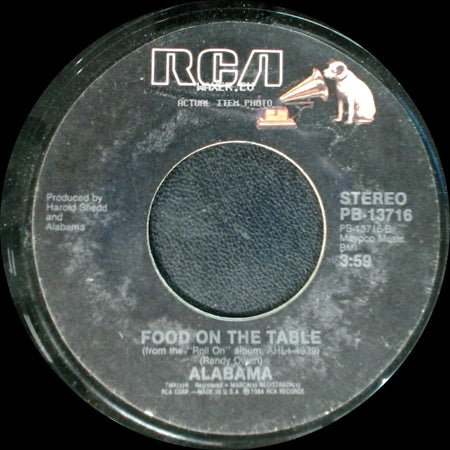 Alabama - Roll On (Eighteen Wheeler) / Food On The Table side B