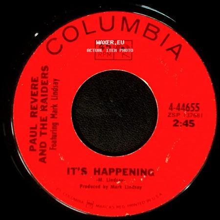 Paul Revere And The Raiders Featuring Mark Lindsay - It's Happening / Cinderella Sunshine side A