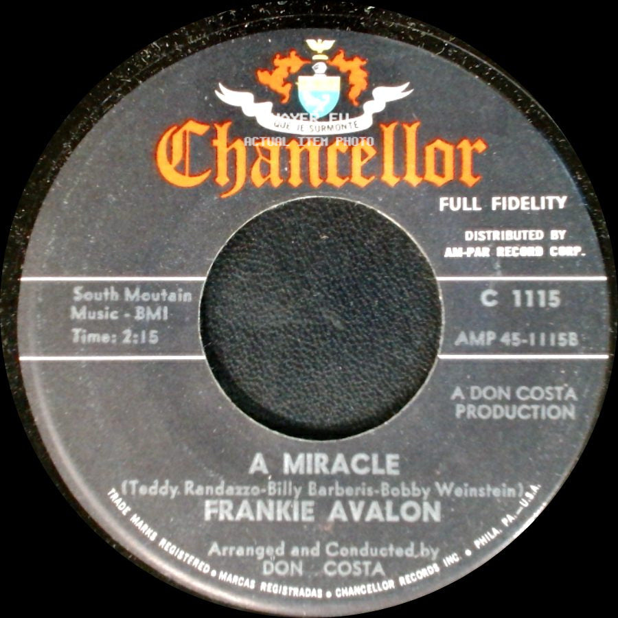 Frankie Avalon - A Miracle / Don't Let Me Stand In Your Way side A