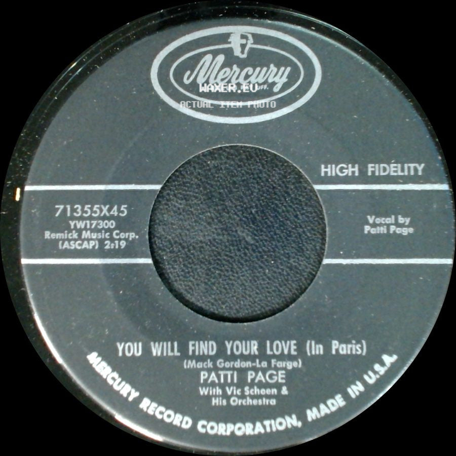 Patti Page - You Will Find Your Love (In Paris) / Fibbin' side A