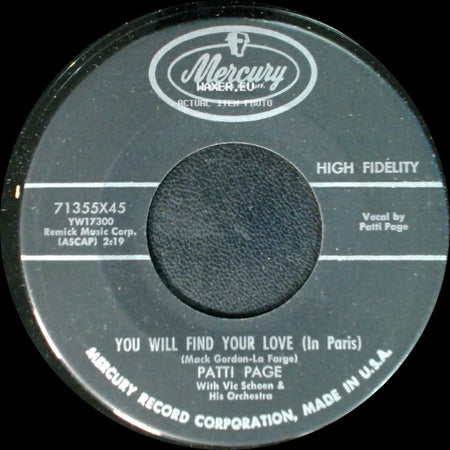 Patti Page - You Will Find Your Love (In Paris) / Fibbin' side A